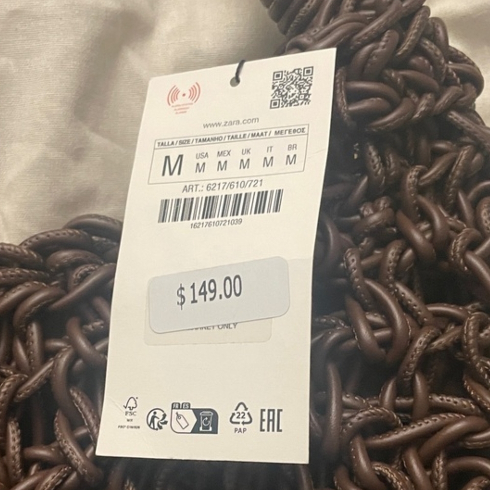 Zara Chocolate Brown Braided Shoulder Bag - Picture 9 of 11
